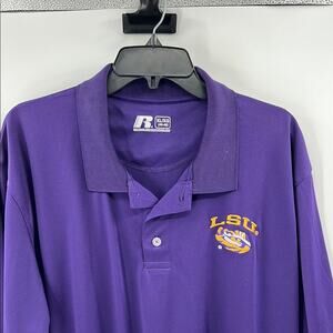 LSU Tigers Men's Russell Short Sleeve Performance Polo Shirt - Purple - XL